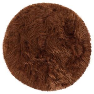 Faux Fur Round Rug Fluffy Area Rugs for Bedroom 3 x 3 Feet Brown